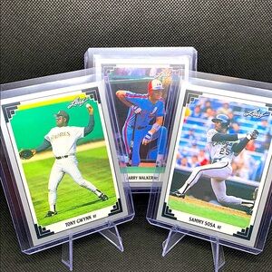 Sammy Sosa Tony Gywnn Larry Walker 1991 Leaf MLB Baseball Hall of Fame Legends